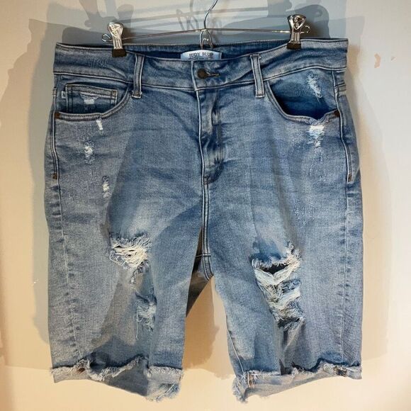 Judy Blue Distressed Cut Off Jean Shorts, 2XL - Picture 7 of 13